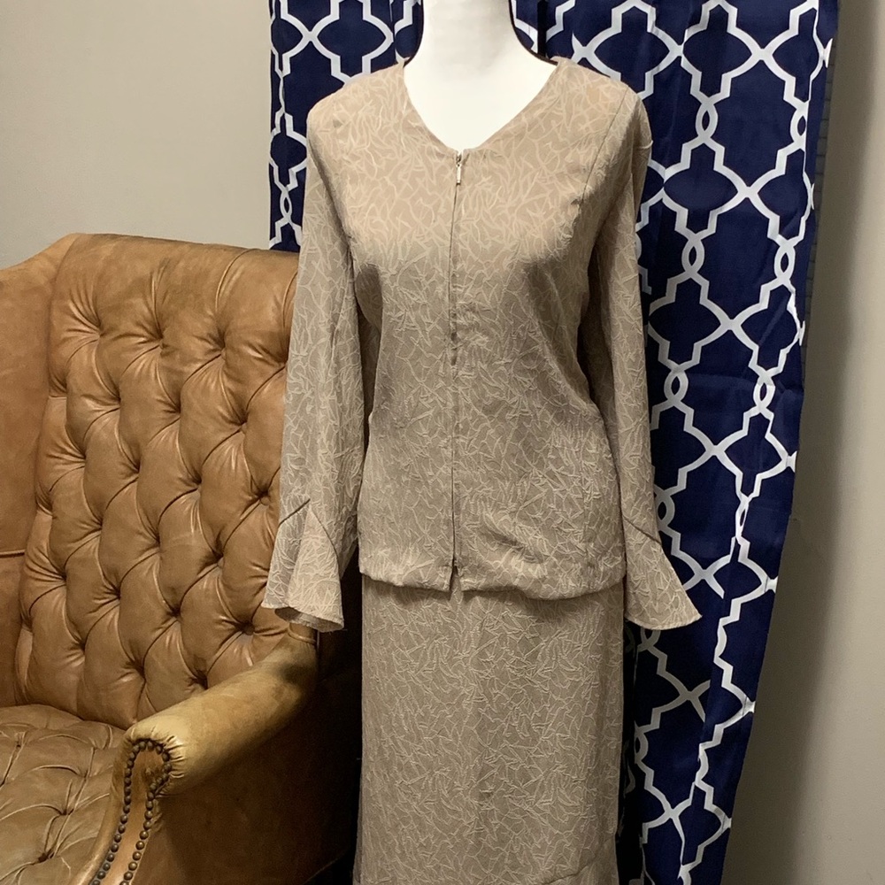 Tan and Ivory Skirt Suit